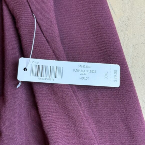 Soma Ultra Soft Fleece Jacket Merlot Full Zip Hoodie XXL Loungewear NEW - Picture 4 of 9